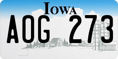 IA license plate AOG273