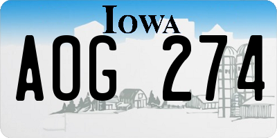 IA license plate AOG274