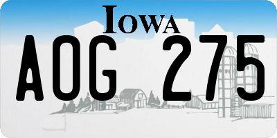 IA license plate AOG275