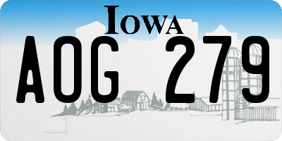 IA license plate AOG279