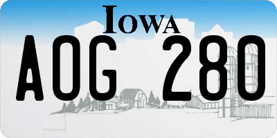 IA license plate AOG280