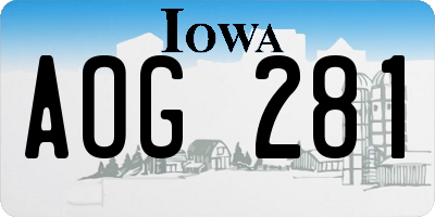 IA license plate AOG281