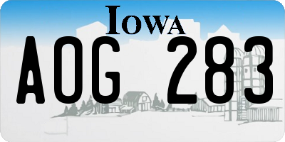IA license plate AOG283