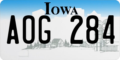 IA license plate AOG284