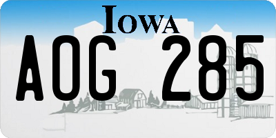 IA license plate AOG285