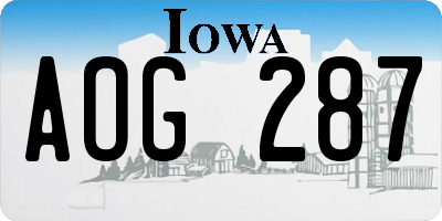 IA license plate AOG287