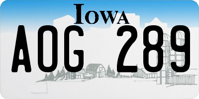 IA license plate AOG289