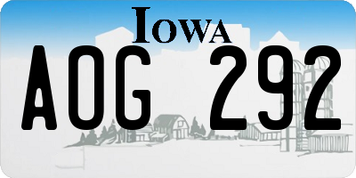 IA license plate AOG292