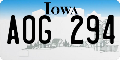 IA license plate AOG294