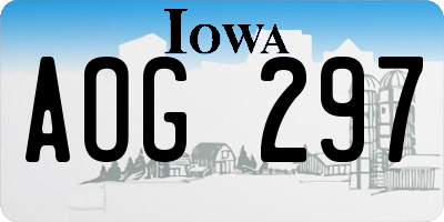 IA license plate AOG297