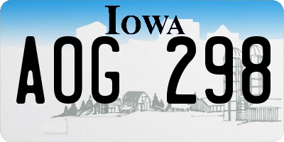 IA license plate AOG298