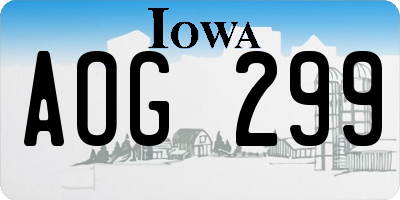 IA license plate AOG299