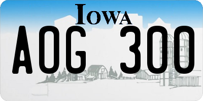 IA license plate AOG300