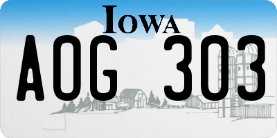 IA license plate AOG303