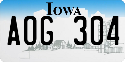 IA license plate AOG304