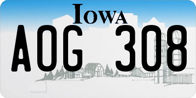 IA license plate AOG308