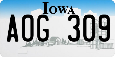 IA license plate AOG309