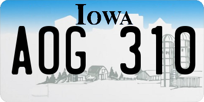 IA license plate AOG310