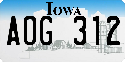 IA license plate AOG312