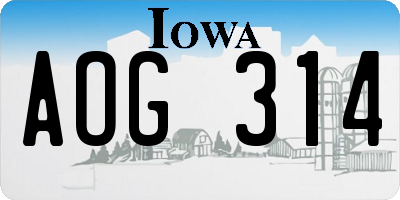 IA license plate AOG314
