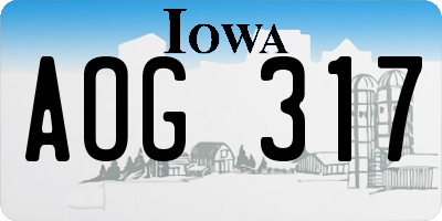 IA license plate AOG317