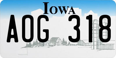 IA license plate AOG318