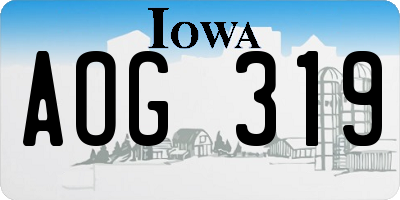 IA license plate AOG319