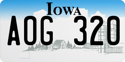 IA license plate AOG320