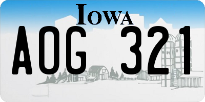 IA license plate AOG321