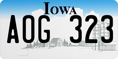 IA license plate AOG323