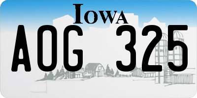 IA license plate AOG325