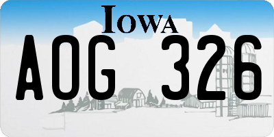 IA license plate AOG326