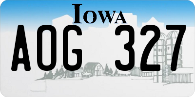 IA license plate AOG327