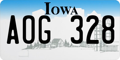 IA license plate AOG328