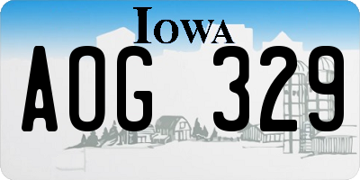 IA license plate AOG329