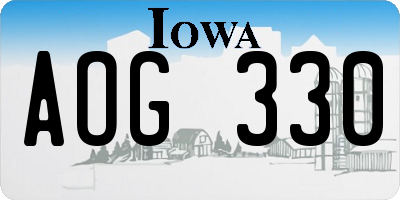 IA license plate AOG330
