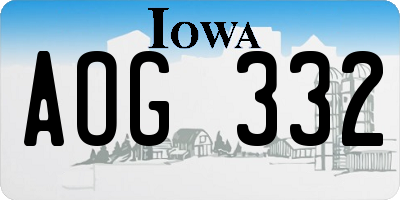 IA license plate AOG332