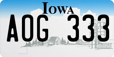 IA license plate AOG333