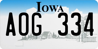IA license plate AOG334
