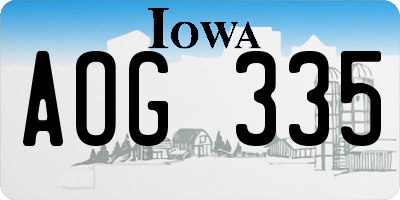 IA license plate AOG335