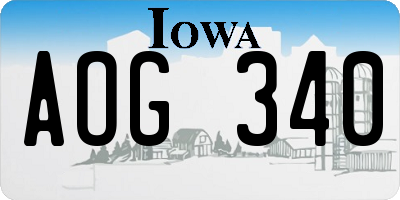 IA license plate AOG340