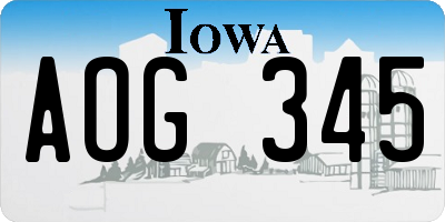 IA license plate AOG345