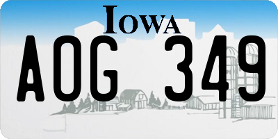 IA license plate AOG349