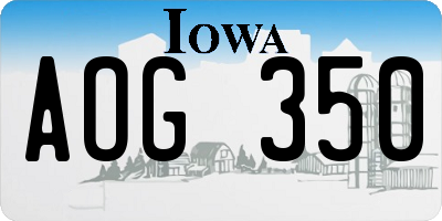 IA license plate AOG350