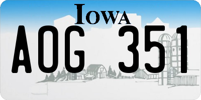 IA license plate AOG351