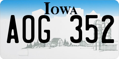 IA license plate AOG352