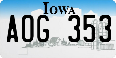 IA license plate AOG353