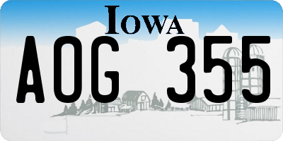 IA license plate AOG355