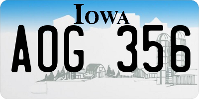 IA license plate AOG356