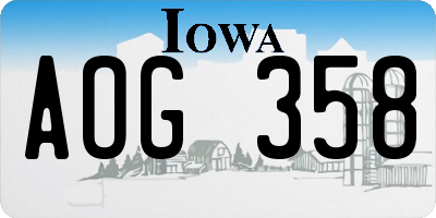 IA license plate AOG358